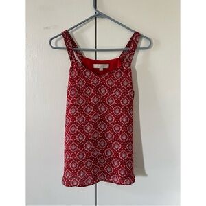 LOFT - (Red) No Sleeve Patterned Blouse - Women’s Tops